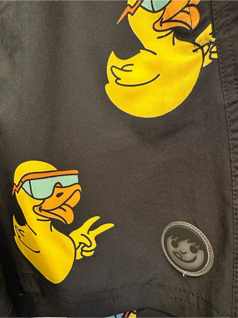 Neff Rubber Ducky Swim Trunks Shorts Black Yellow Duck Print Men’s Medium